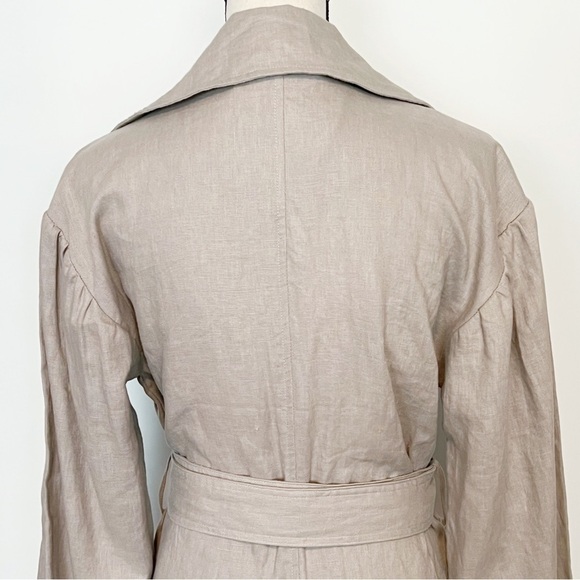 Avec Les Filles 100% Linen Belted Trench Coat Taupe Small NWOT - Picture 9 of 13